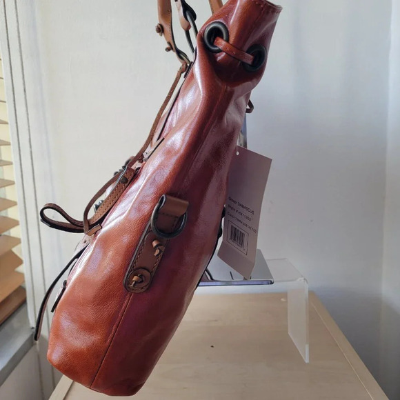 HYPE Genuine Leather Large Brown Glazed Tassel Shoulder Bag - NWT - Picture 10 of 15